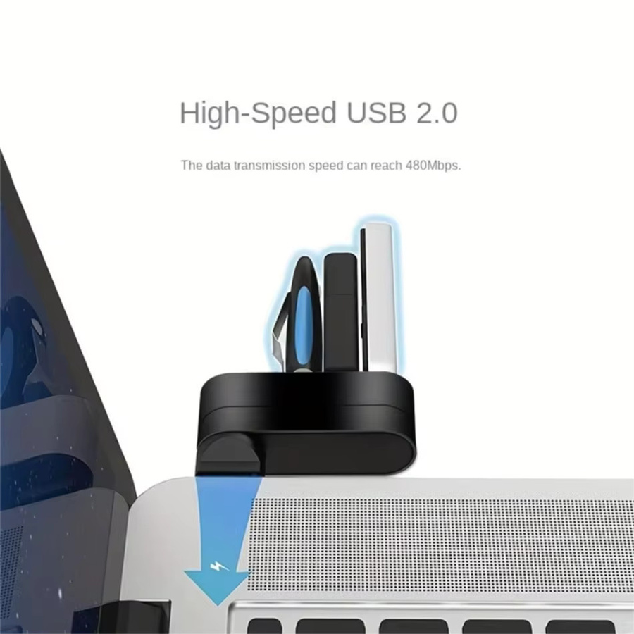 WvvMvv Mini 3-Port USB-Hub mit 180 Grad Drehung, USB 3.0 und 2.0 Multi-Adapter für Laptop, MacBook und PC, Schwarz oder Weiß - Bild 3