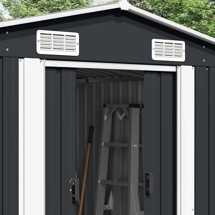 vidaXL Gerätehaus aus Metall in Anthrazit B/T/H: 489 x 257 x 181 cm - Bild 6