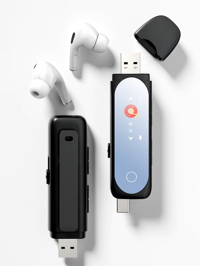 Famue BF05 MP3-Player mit Bluetooth 5.4 und Clip-On Funktion, USB-A und USB-C Anschluss, Schwarz - Bild 4