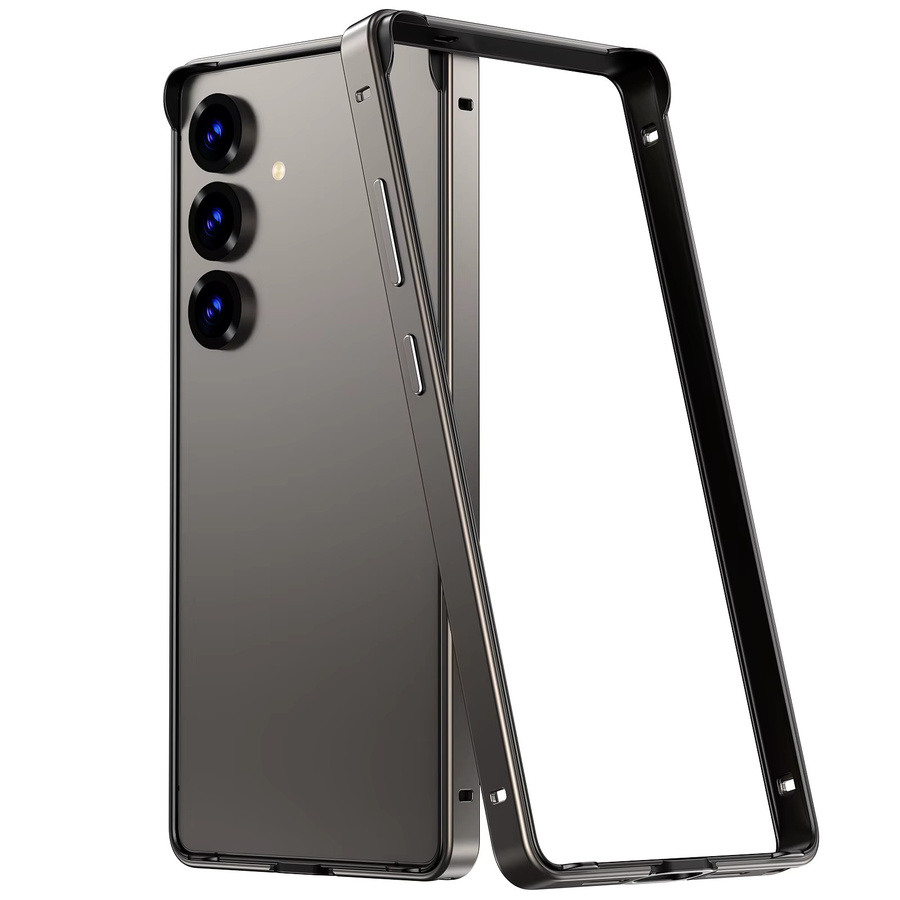 Aluminium Metall-Stoßfängerhülle für Samsung Galaxy S25 Plus in Schwarz und Lila - Bild 2
