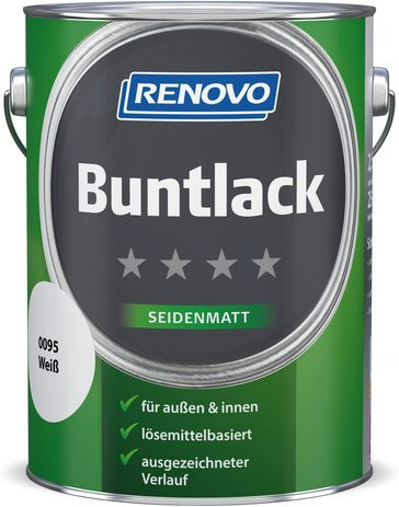 RENOVO Buntlack für Holz in Weiß, lösungsmittelbasiert, seidenmatt und wetterfest - Bild 1