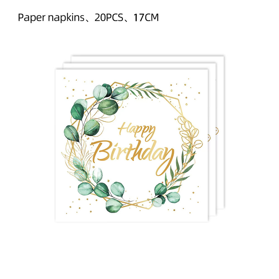 20 Stück Eukalyptusblatt Papierservietten in Grün und Weiß für Baby Shower oder Geburtstagspartys - Bild 2