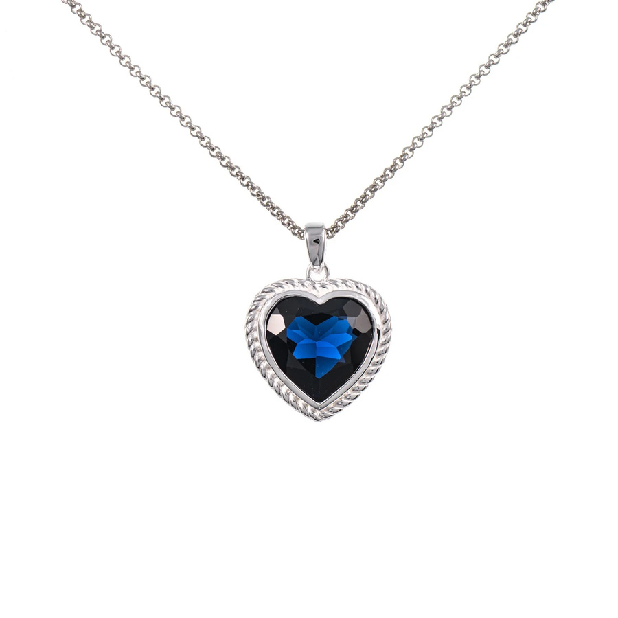 Anhänger Herz geschliffen mit Kette, 925 Silber, Zirkonia blau, Damen - Bild 1