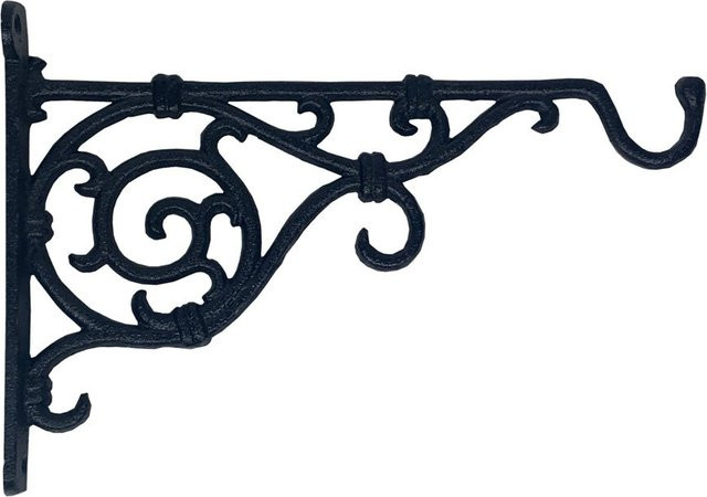 Wandhalterung für Blumenampel und Blumentöpfe aus Gusseisen im Landhausstil, Schwarz, Höhe: 25,5 cm - Bild 1