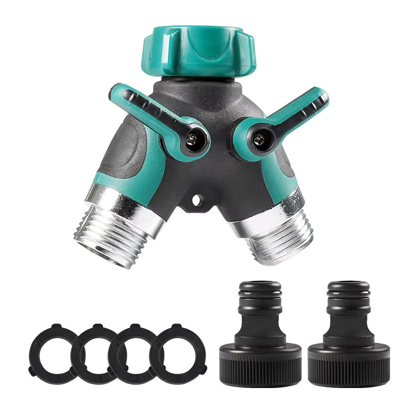 CANAMEK 2-Wege-Gartenschlauchsplitter Y-Typ Bewässerungsanschluss Verteiler 3/4 Zoll Grün - Bild 3