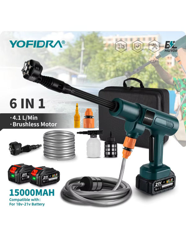 YOFIDRA Akku Hochdruckreiniger mit 200 Bar und 6in1 Sprühpistole für Makita Akkus zur Reinigung von Auto und Garten - Bild 7