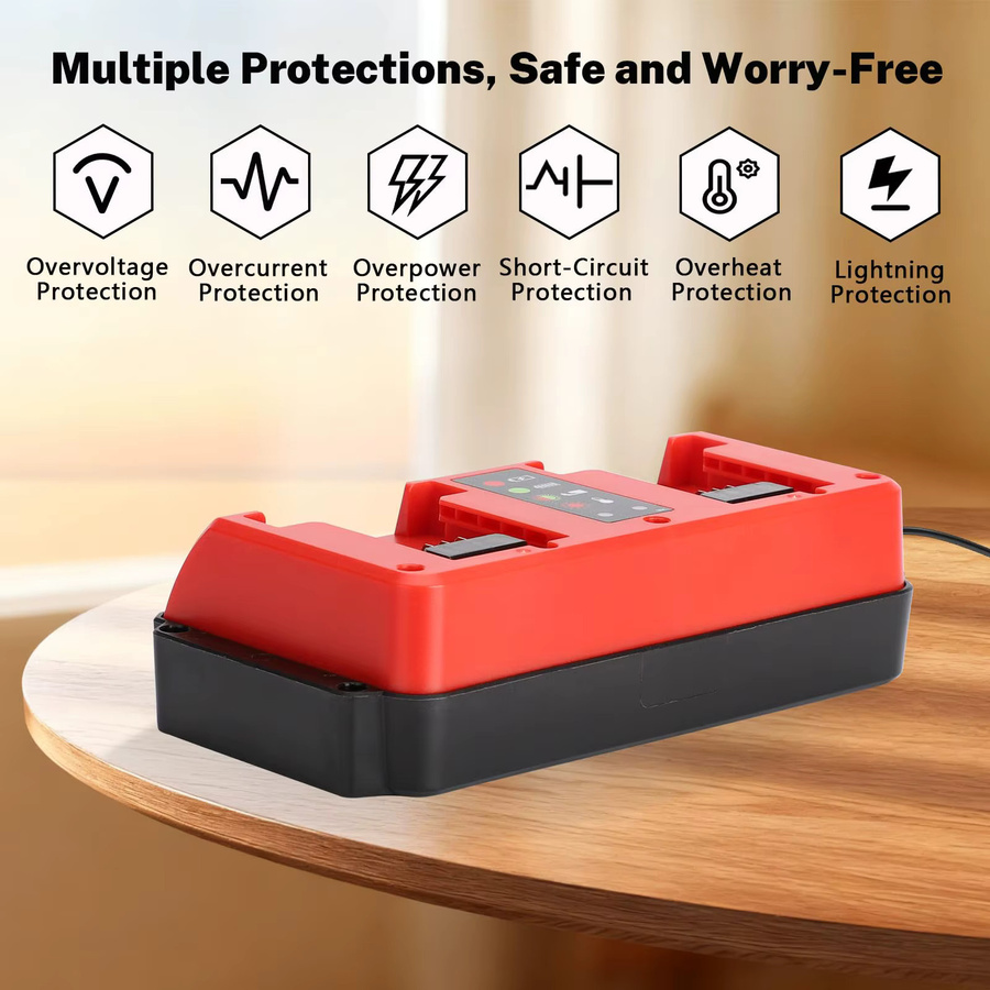 Milwaukee 90W Schnell-Doppelladegerät für 18V Lithium-Ionen-Akkus mit 2 Ports in Rot - Bild 4