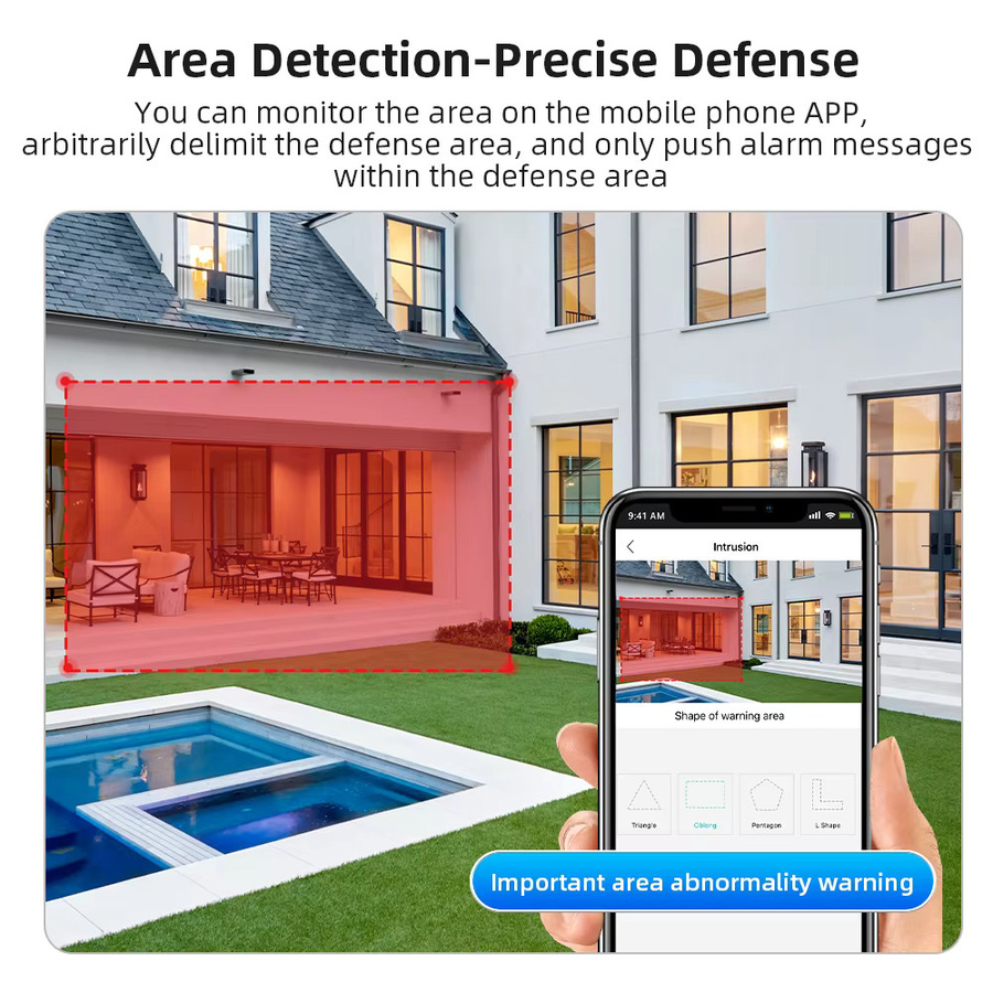 DDBROUGEN 8MP PTZ WiFi Überwachungskamera mit Dual Screen, Farbe Nachtsicht, Outdoor IP CCTV Kamera mit ICSEE App, Schwarz - Bild 4