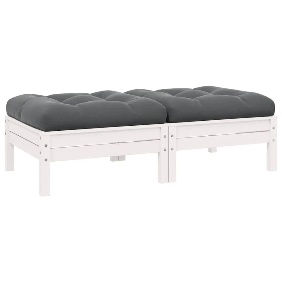 vidaXL 2-Sitzer-Gartensofa aus massivem Kiefernholz mit Kissen in Weiß - Bild 2