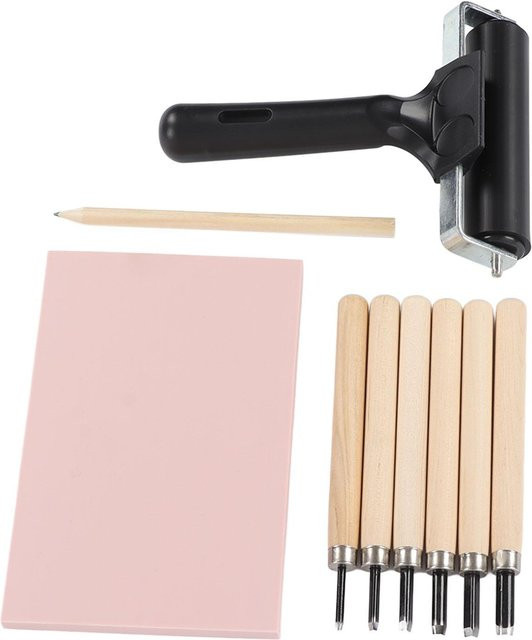 Shoemst Stempelherstellungsset mit Schnitzmessern, Schnitzblock und Rollstempel in Weiß für DIY Kunst und Anfänger - Bild 1
