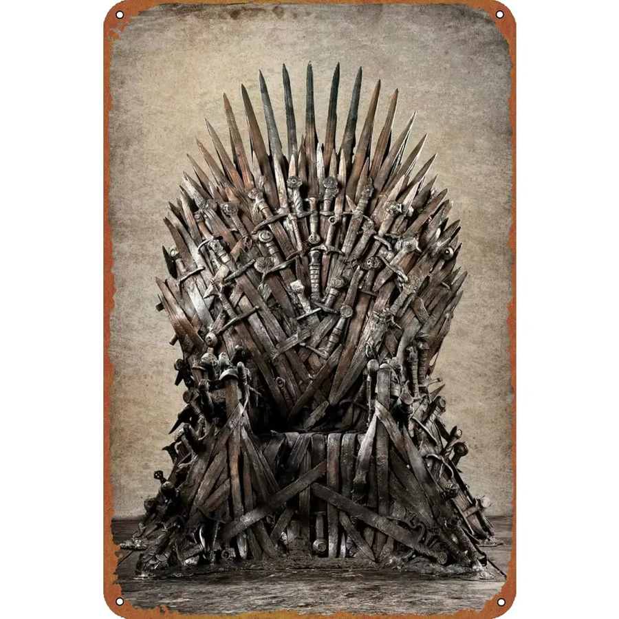 HELLOYOUNG Vintage Iron Throne Game Blechschild Metall Wandkunst Dekoration B: 20,3 cm, H: 30,5 cm - Bild 3