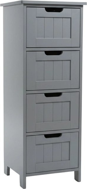 Relaxdays Badezimmerschrank aus MDF in Grau mit 4 Schubladen im Landhausstil, B/T/H: 82 x 30 x 30 cm - Bild 1