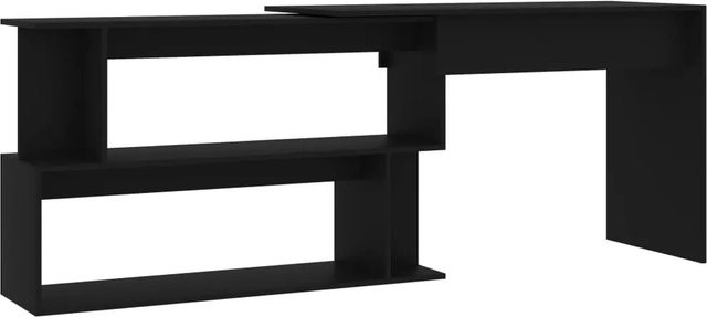 vidaXL Eckschreibtisch in Schwarz aus Holzwerkstoff für Büro und Arbeitszimmer B/T/H: 200 x 50 x 76 cm - Bild 1
