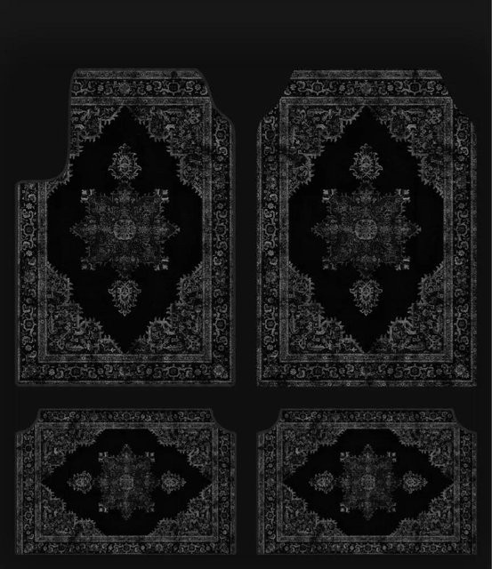 HYFBH Bodenmatte im Bohemian Style, Schwarz, Geometrisches Retro-Design, Maschinenwebstoff aus Polyester, Anti-Rutsch und Waschbar - Bild 1