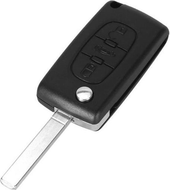 Schlüsselhülle STEL ORA für Peugeot Expert 407 307 207 308 und Citroen C3 Picasso C5, 3 Tasten mit Kofferraumfunktion, CE0523, Schwarz - Bild 1