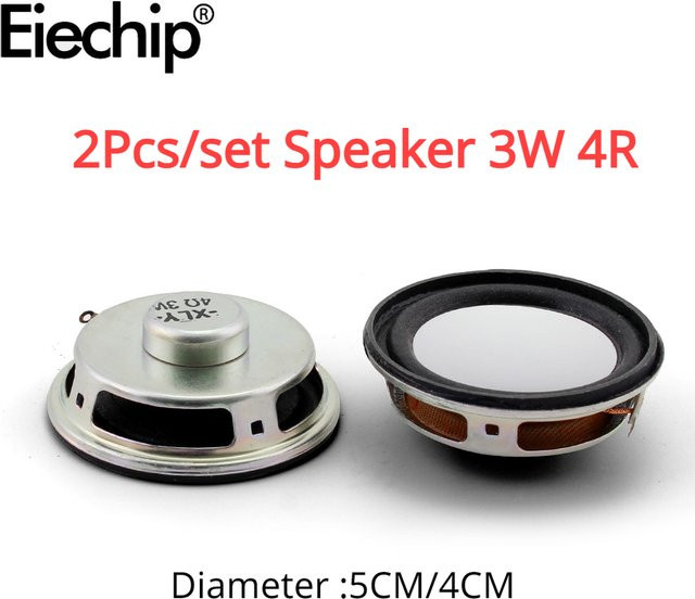 2 Stück Mini-Lautsprecher Trompete 3 Watt 4 Ohm in Silber, Durchmesser: 4 cm und 5 cm, für Arduino Kit - Bild 1