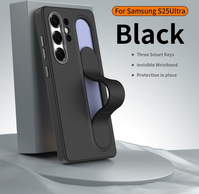 Samsung Silikon Schutzhülle mit elastischem Ständer für Galaxy S26 Ultra, S25 Plus, S24 und S23 in Schwarz - Bild 1