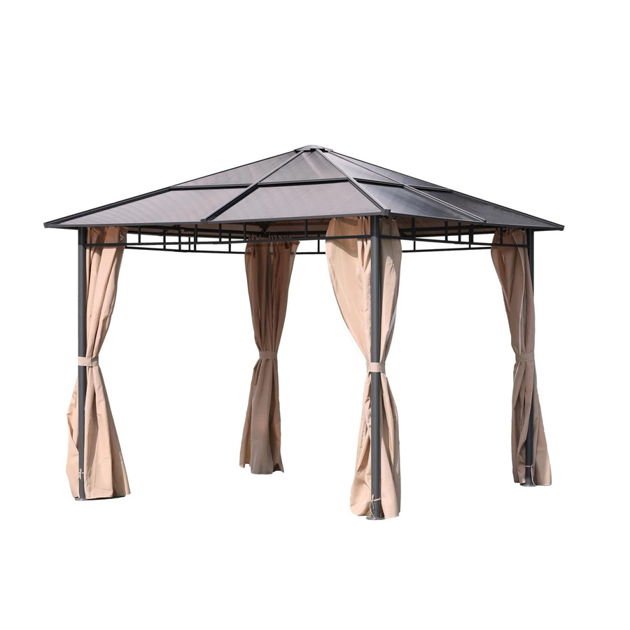 DELUKE Pavillon KIEL Gartenpavillon aus Aluminium und Stahl mit Polyester-Dach und Seitenteilen in Grau, B: 295 cm, T: 275 cm, H: 250 cm - Bild 2