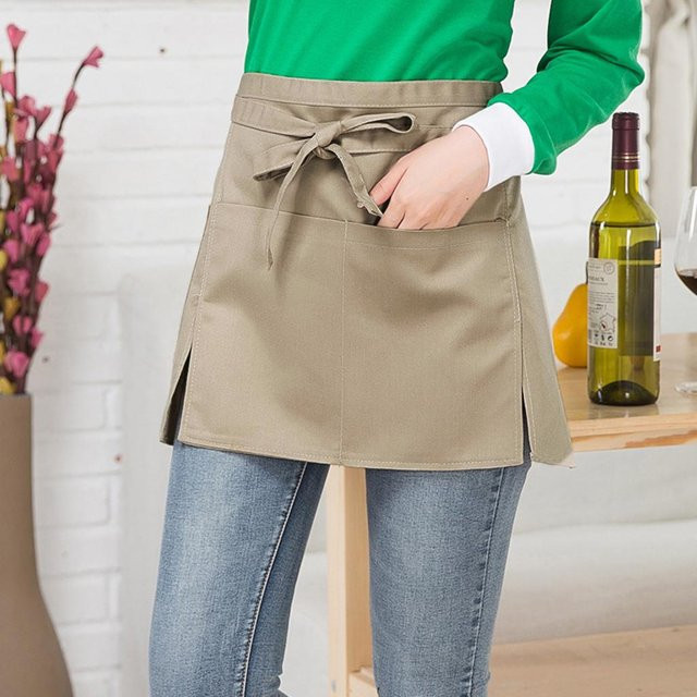 Kurze Schürze mit Sagit-Taille für Gastronomie und Service in Beige, One Size - Bild 1