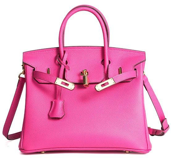 Handtasche Rindsleder, Litschi Muster, rose rot, Damen - Bild 1