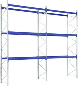 Bito Paletten-Komplettregal-Set P3 mit 3 Ebenen in Enzianblau, H x B x T: 600 x 227 x 110 cm, Tragkraft 1000 kg - Bild 1