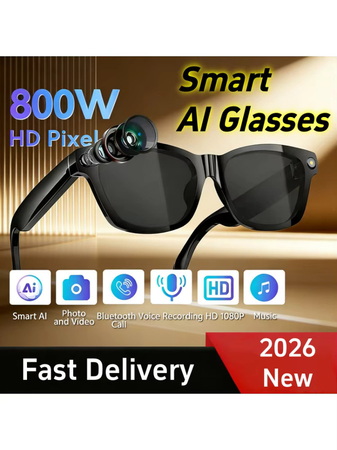 XMSJ KI-Smart-Brille in Schwarz mit HD Foto-Video-Aufnahme, Sprachassistent, Bluetooth-Anrufen und Musikfunktion - Bild 7