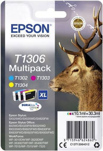 Epson T1306 XL Tintenpatronen Multipack Cyan, Magenta, Gelb Original C13T13064012 - Bild 1