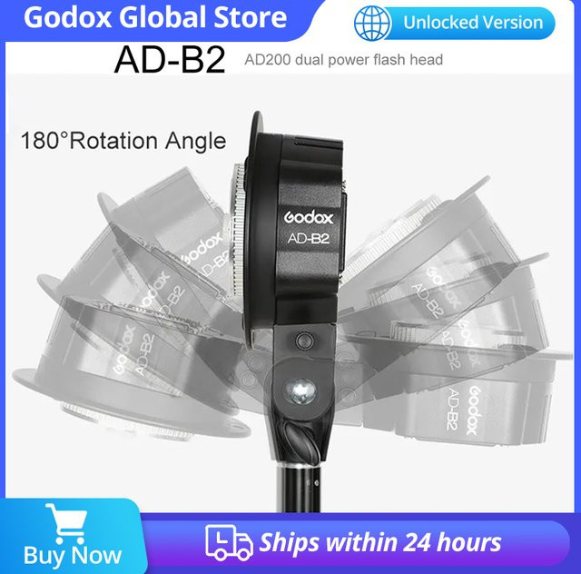 Godox AD-B2 Bowens Mount Doppelröhren-Lichtkopfhalterung für AD200 Blitzgeräte in Schwarz - Bild 1