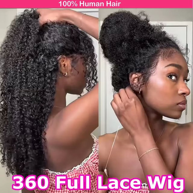donxue Echthaarperücke, verworrene lockige Full Lace Front Perücke, Damen - Bild 1