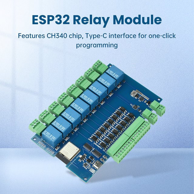 Aideepen ESP32 WLAN-Relais-Entwicklungsboard mit RS485 USART Modbus, Bluetooth und Optokoppler-Isolationsmodul, Typ C, DC 9-24V - Bild 1