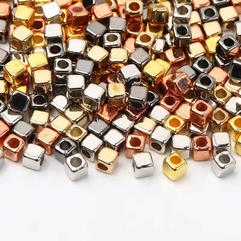Laudsong Distanzperlen, quadratisch, golden, versilbert, 4 mm - Bild 3