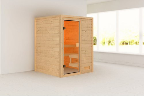 KARIBU Sauna Turgel aus nordischem Fichtenholz für 2 Personen, beige, B/T/H: 145 x 145 x 187 cm - Bild 1