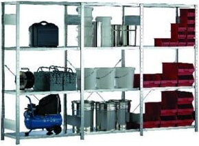 Meta Steckregal Anbau verzinkt in Silber, H x B x T: 200 x 100 x 40 cm, 4 Böden mit einer Tragkraft von 150 kg pro Boden und einer Feldlast von 900 kg - Bild 1