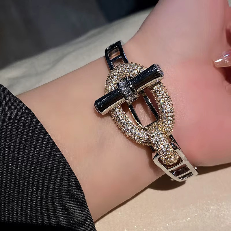 LISHAYUNXI Armreif, 18 K vergoldetes Messing, Gold, Zirkonia, Damen - Bild 2