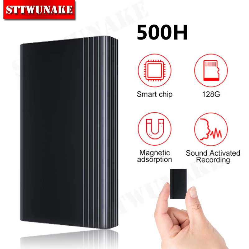 STTWUNAKE Mini Sprachaktivierter Rekorder in Schwarz mit eingebautem Magnet und 500 Stunden Aufnahmezeit - Bild 2