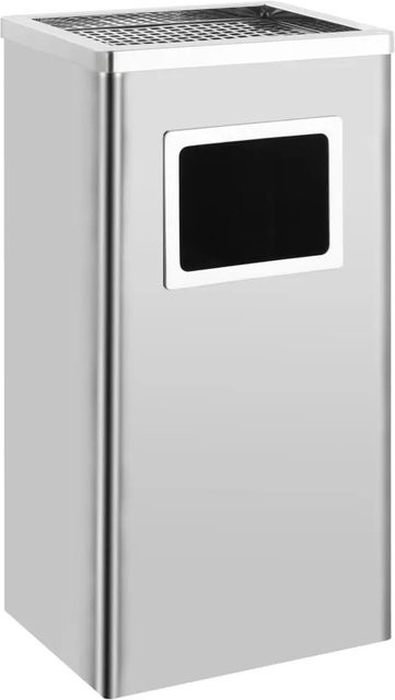vidaXL Mülleimer mit Aschenbecher aus Edelstahl in Silber, 45 L, H: 61,0 cm, B: 30,0 cm, T: 24,0 cm - Bild 1