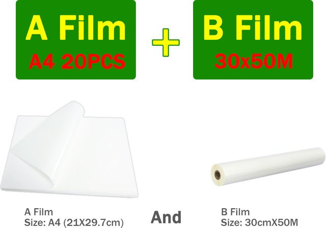 UV DTF Transferaufkleber Set mit AB Film Kit: 20 Stück A4 AB Film und B Film in 30 x 50 cm für UV-Flachbettdrucker - Bild 1