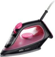 Braun TexStyle 1 SI 1070 PU Dampfbügeleisen in Schwarz/Pink mit 2000 W, Keramik-Bügelsohle und 220 ml Wassertank - Bild 1