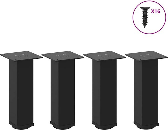vidaXL Couchtischbeine Set aus 4 Stück in Schwarz Matt aus Stahl, Höhe: 44 cm - Bild 3