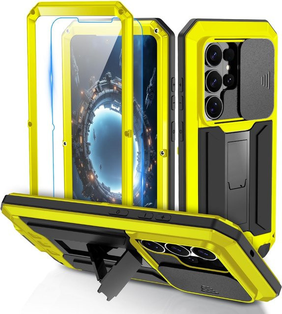 Robuste 360 Vollkörper Schutzhülle aus Metall für Samsung Galaxy S26 Ultra, S26 Plus und S24 Ultra in Gelb - Bild 1