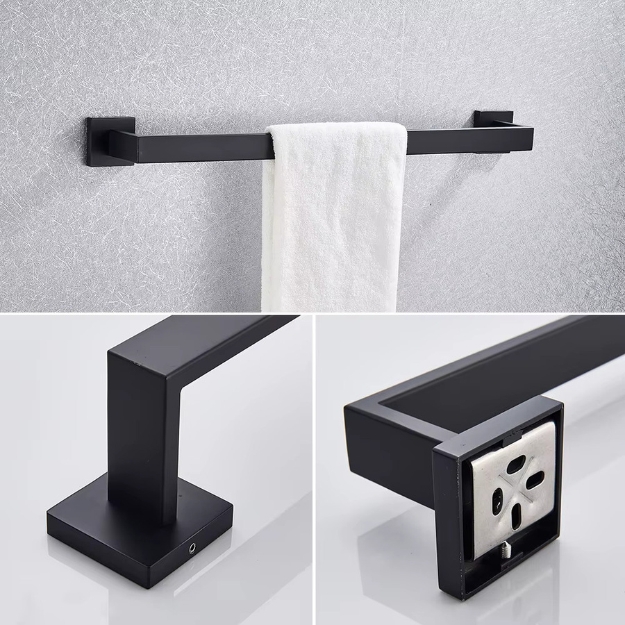 Poiqihy Bad-Zubehör Set aus Metall in Schwarz, Wandmontage mit Toilettenpapierhalter - Bild 2