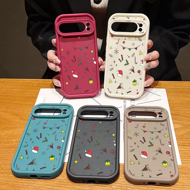 MOESOE Handyhülle mit Weihnachtsmuster für Google Pixel 8 9 Pro 8A 7A 9 Pro XL, stoßfeste TPU-Silikon-Schutzhülle in Multicolor und Beige - Bild 4