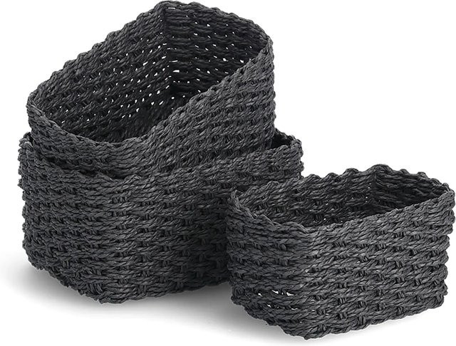 Zeller Aufbewahrungskorb-Set aus Papiergeflecht, 3-teilig, Schwarz, B/T/H: 24 x 18 x 13 cm - Bild 1