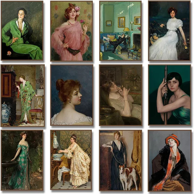 Potdemiel Renaissance Frauen Porträt Poster Vintage Viktorianische Leinwandmalerei für deine Wandkunst im Wohnzimmer - Bild 1