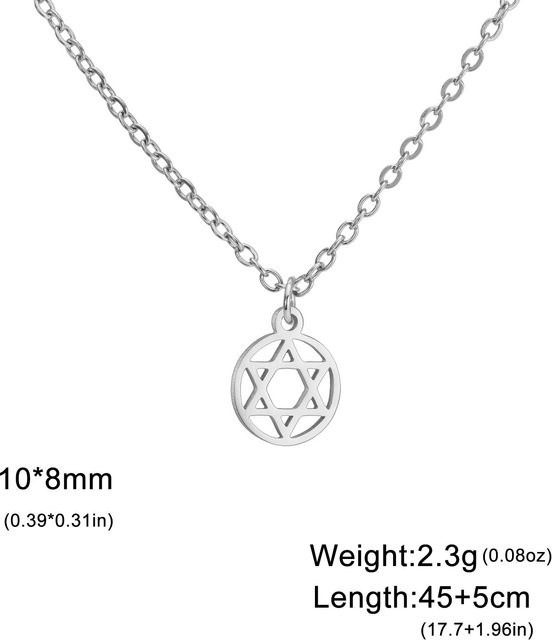 Halskette Davidstern, Edelstahl, Gold, Damen, 45-50cm - Bild 1