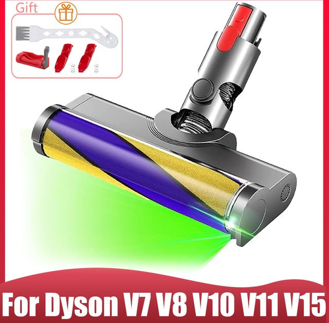 Dyson Soft Roller Ersatzbürstenkopf mit grünem LED-Reinigungslicht für Hartböden, kompatibel mit V7 V8 V10 V11 V15 - Bild 1