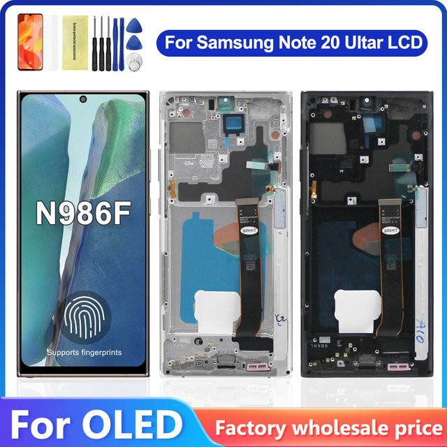 Samsung AMOLED Display mit Rahmen für Galaxy Note 20 Ultra 5G LCD Touchscreen Digitizer Montage Ersatzteil - Bild 1