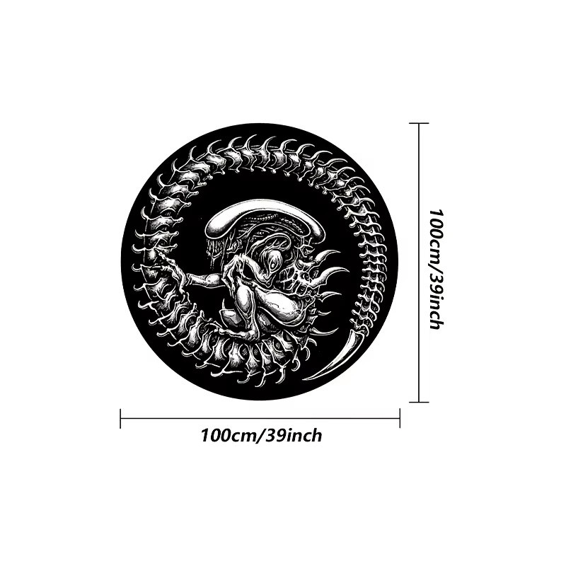 VIKAMA Xenomorph Alien Ouroboros Runder Teppich, Schwarz, Durchmesser: 60 cm - Bild 6