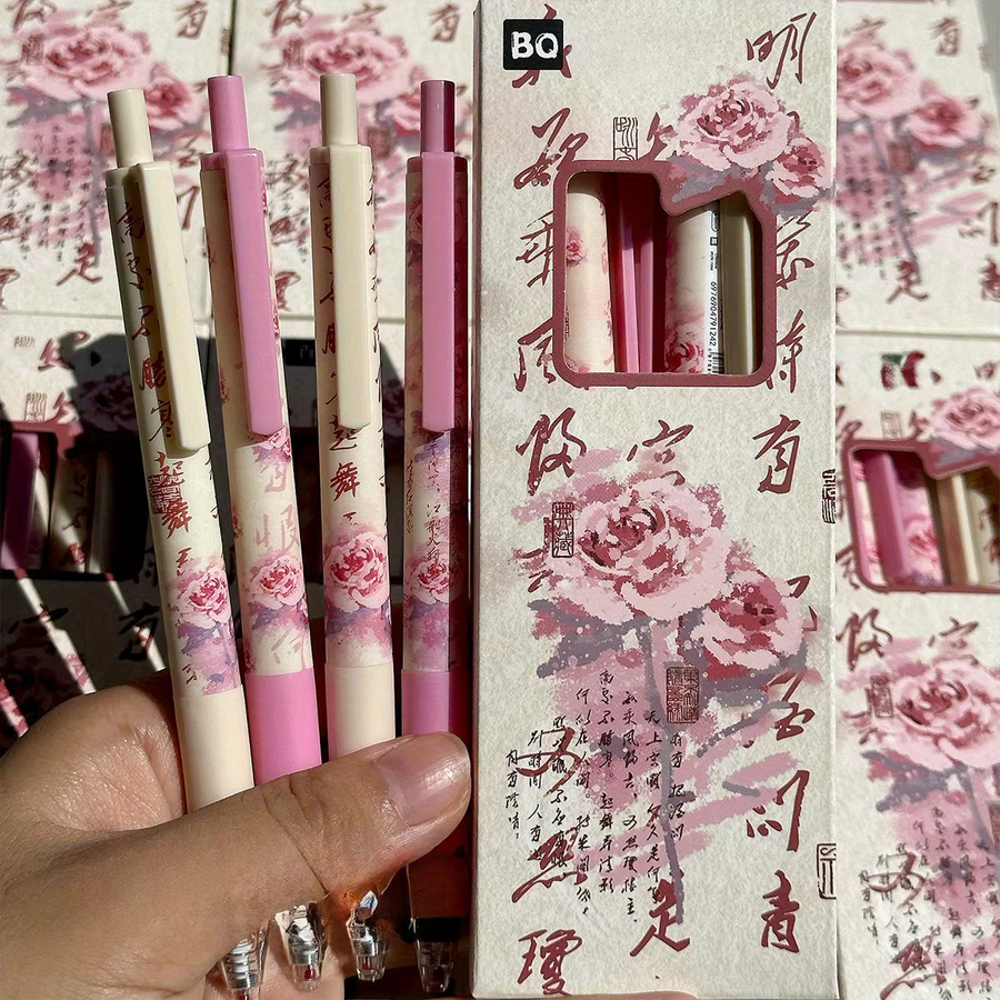 4-teiliges Set Schmetterlingsstifte in Rosenform mit Druckknopf in Pink für Tagebücher und Schulbedarf - Bild 2