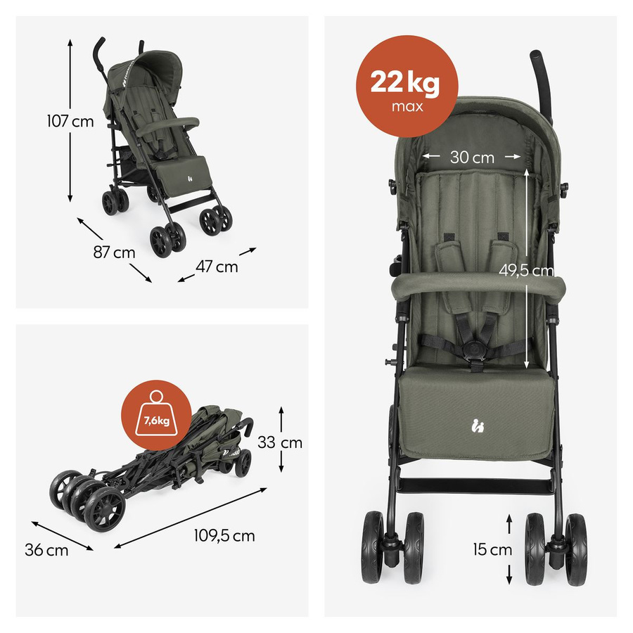 Hauck Buggy Fold N Care Travel Buggy in Olive Green, faltbar - Bild 3
